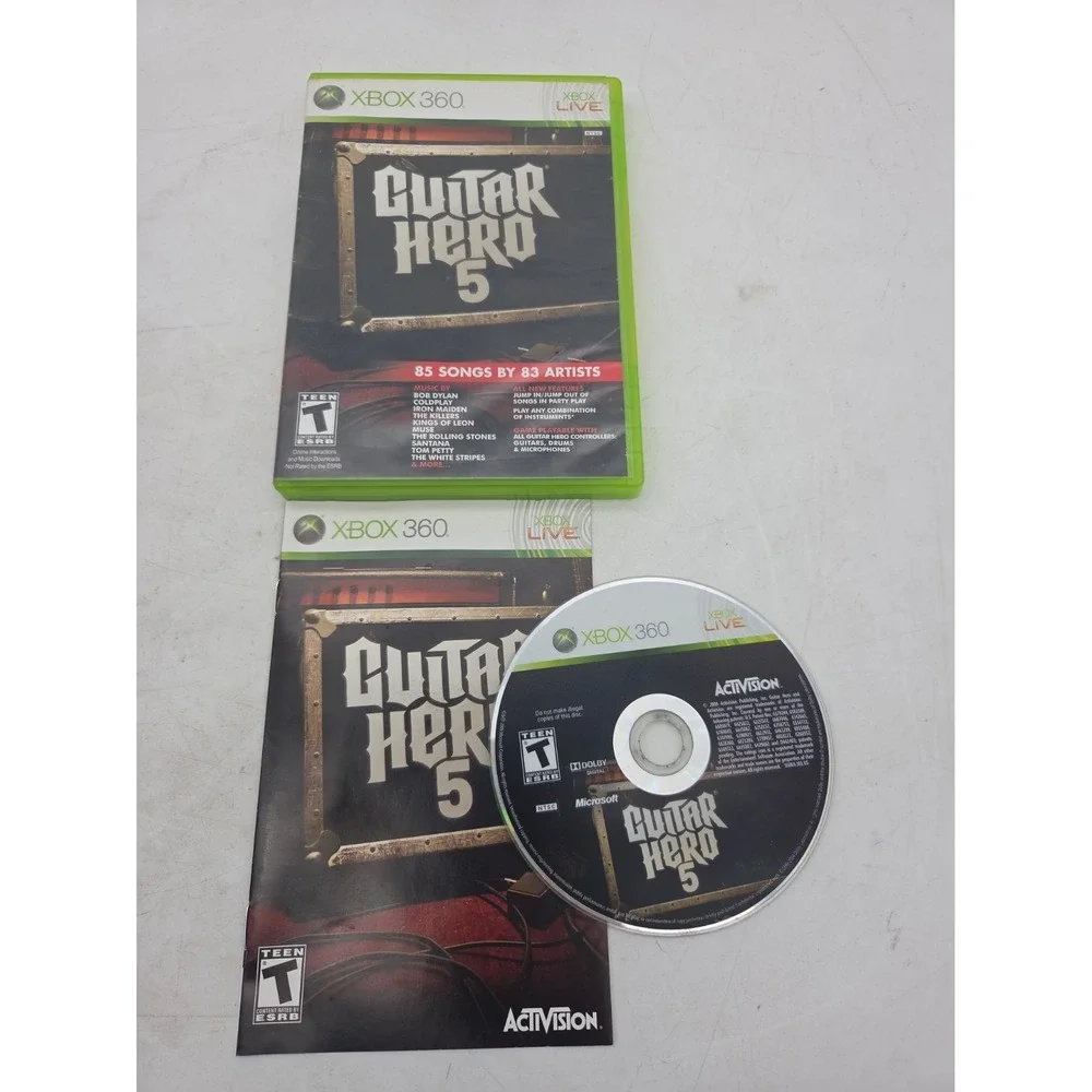 Guitar Hero 5 For Microsoft XBOX 360: Complete In Box, Manual, Tested WORKING